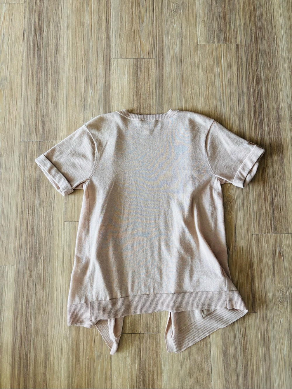 VTG LOFT Cardigan Sweater Tan Wool Open Short Sleeve Pockets Womens S Preppy Y2K - Picture 2 of 9